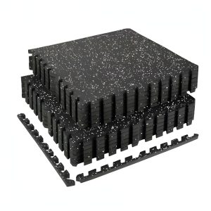 Dual layer rubber top EVA foam interlocking gym tile for commercial gyms