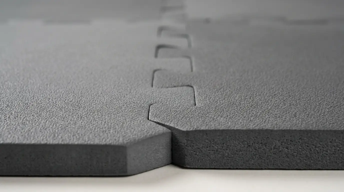 Interlocking EVA foam mat tile edge detail
